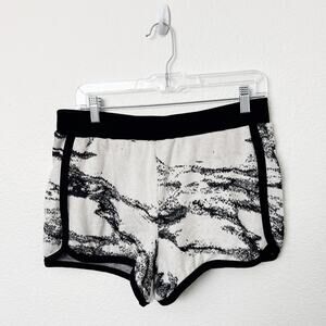 [Twenty Montreal] Black White Marble Abstract Print Knit Shorts Size Small S